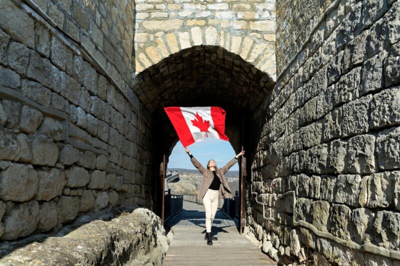 woman with canadian flag in citadel